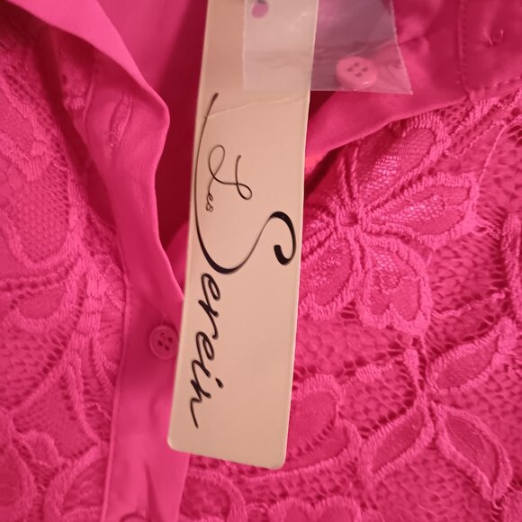 Les Serein Women's Lace Long Sleeve Pink Blouse Size Medium NWT - Picture 7 of 7